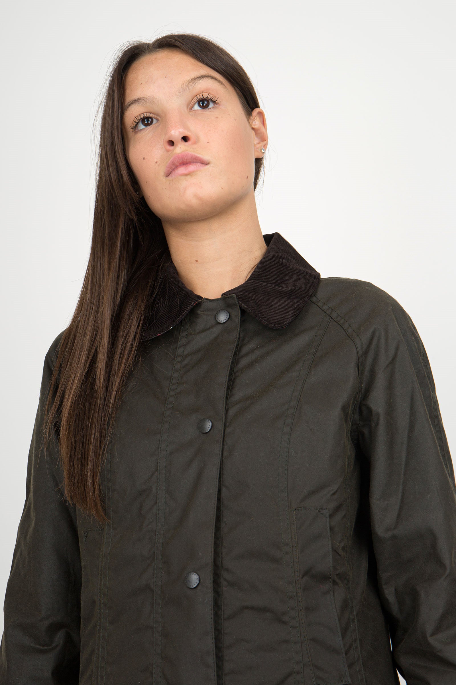 Barbour Giubbotto Beadnell Wax Olive Verde Oliva Donna - 5