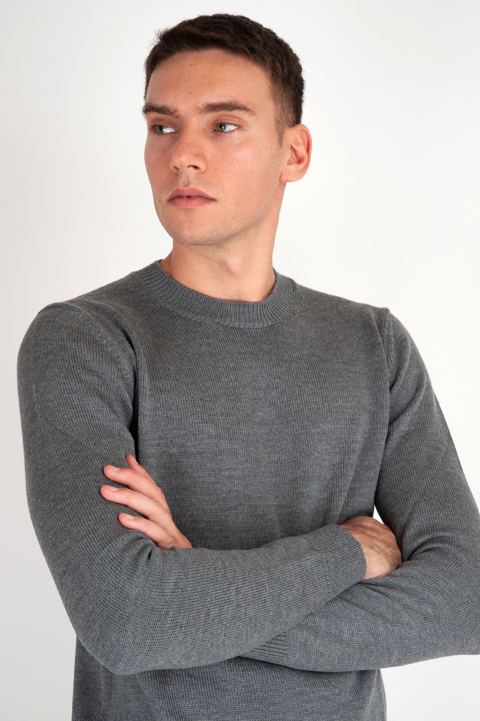 Roberto Collina Crewneck Wool Sweater Grey - 1