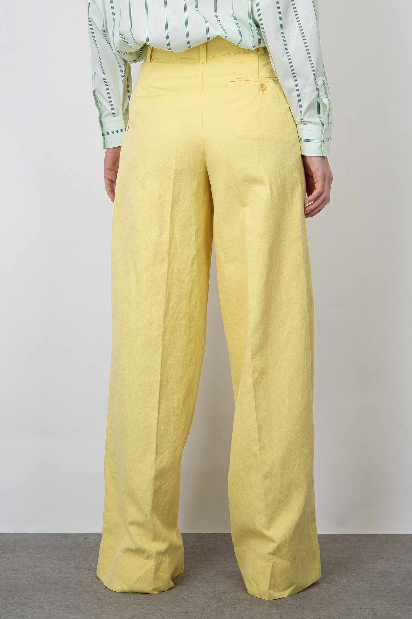 Aspesi Wide Cotton/Linen Yellow Trousers - 5