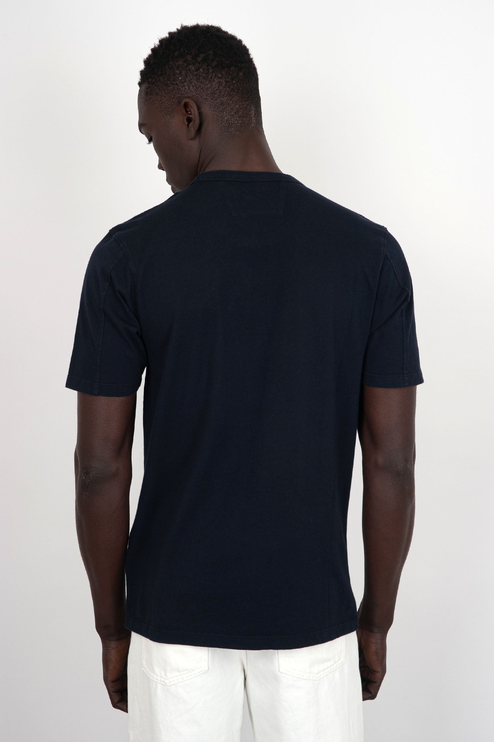C.P. Company T-shirt Jersey Cotone Garment Dyed Pocket Blu - 4