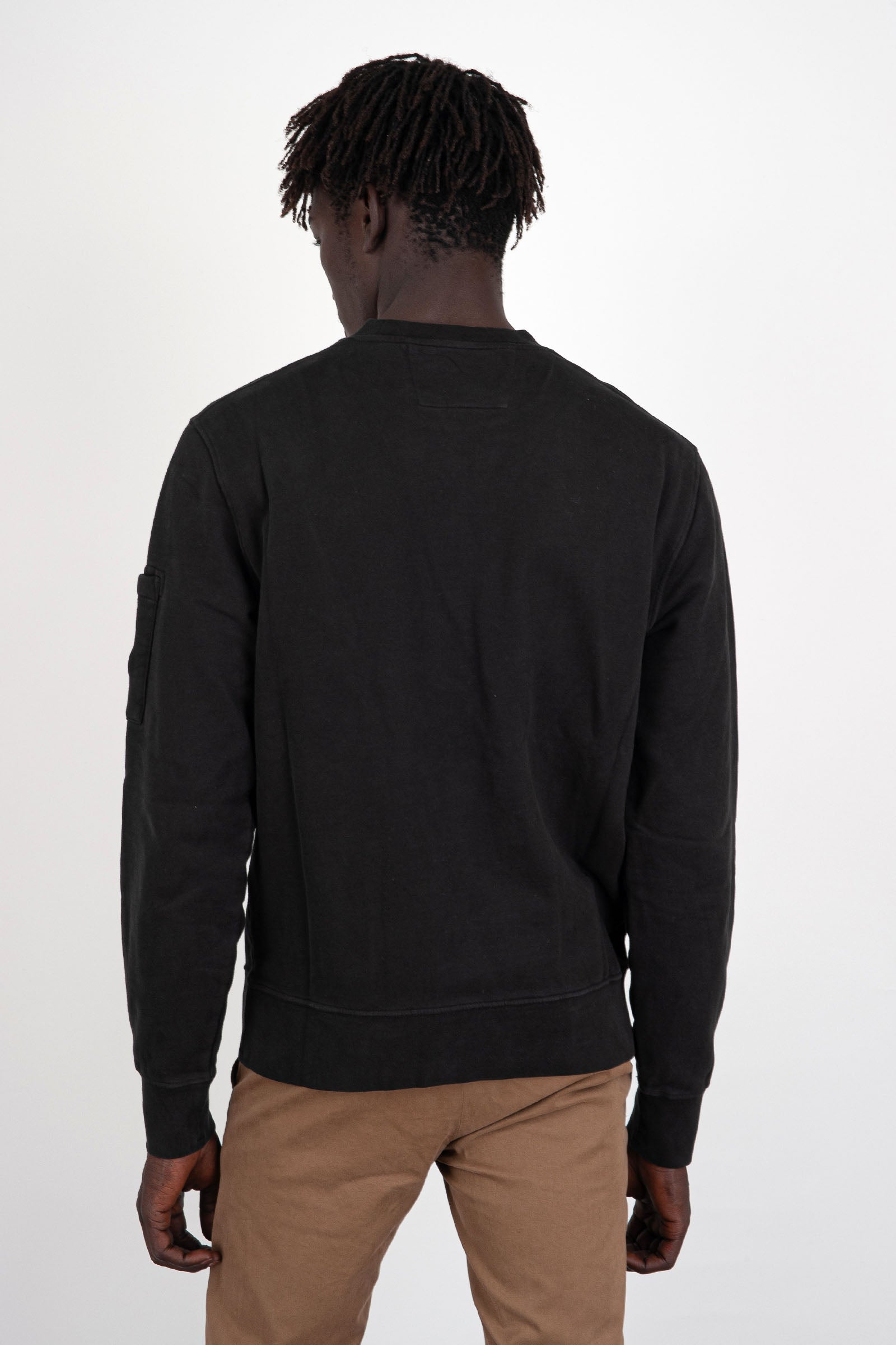 Diagonal Fleece Brushed Emerized Black Men's Sweatshirt - 4