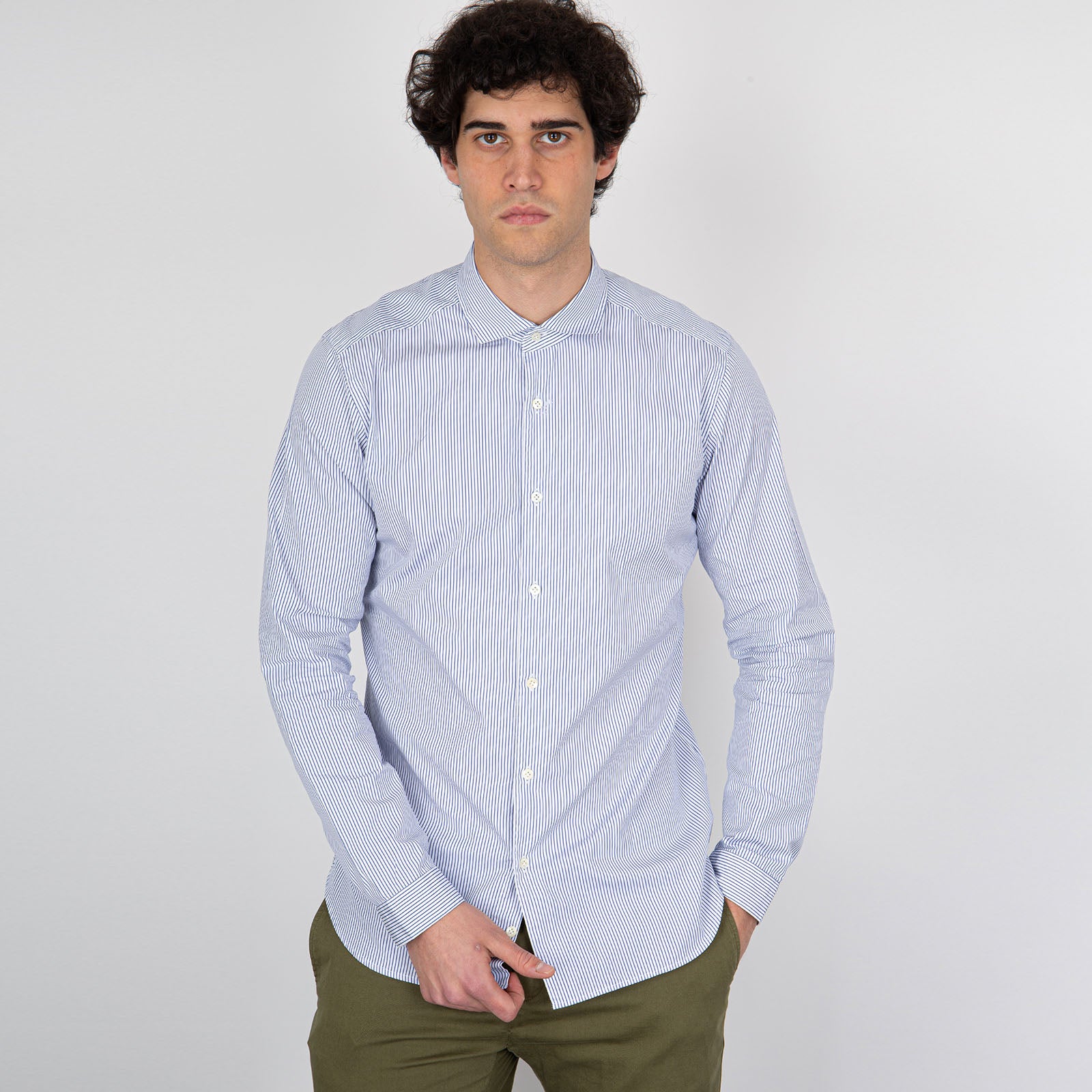French Collar Striped Shirt - 7