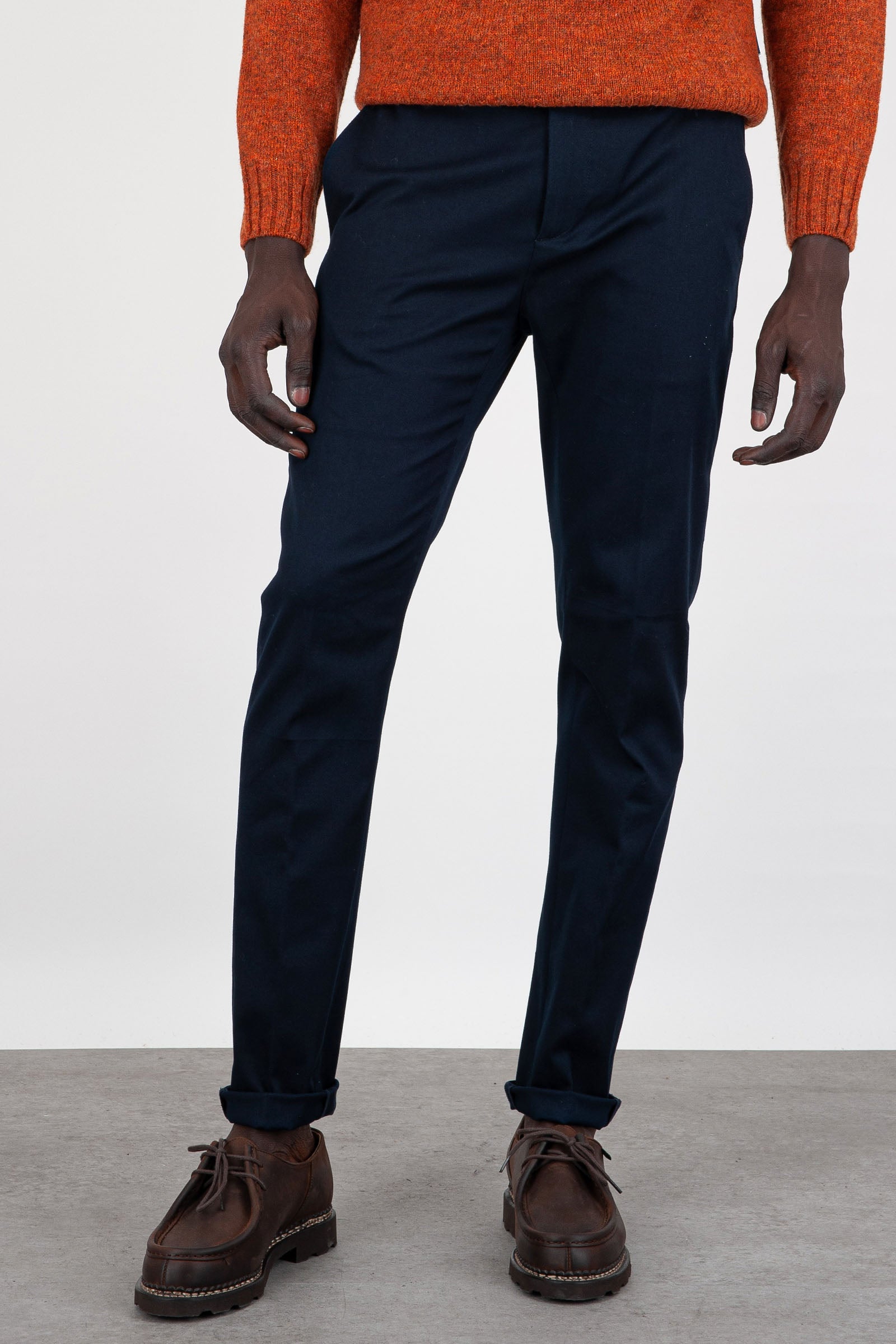 "Mike Dark Blue Cotton Trousers for Men" - 4