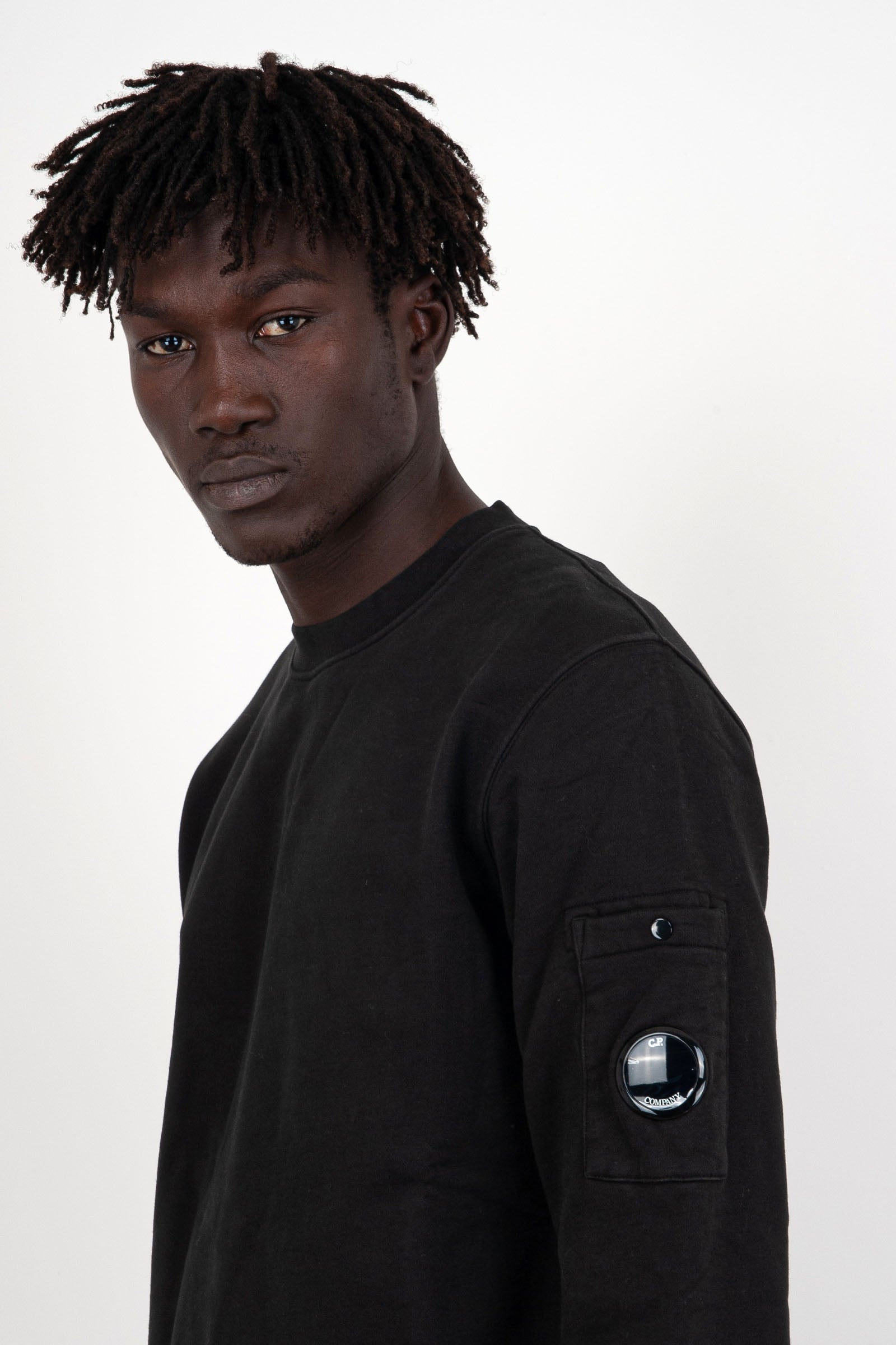 Diagonal Fleece Brushed Emerized Black Men's Sweatshirt - 2