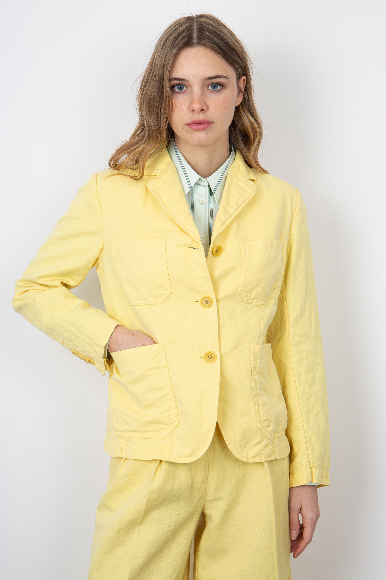 Aspesi Cotton/Linen Yellow Jacket 0930 G20885155 - 1