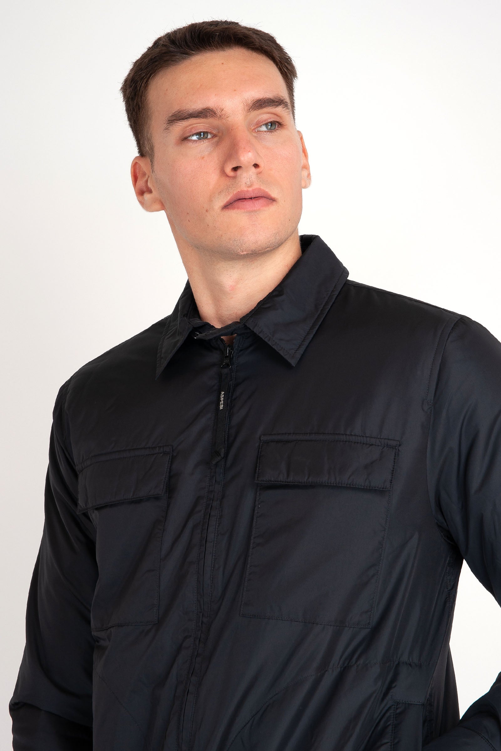 Aspesi Compton Padded Nylon Shirt in Black - 3