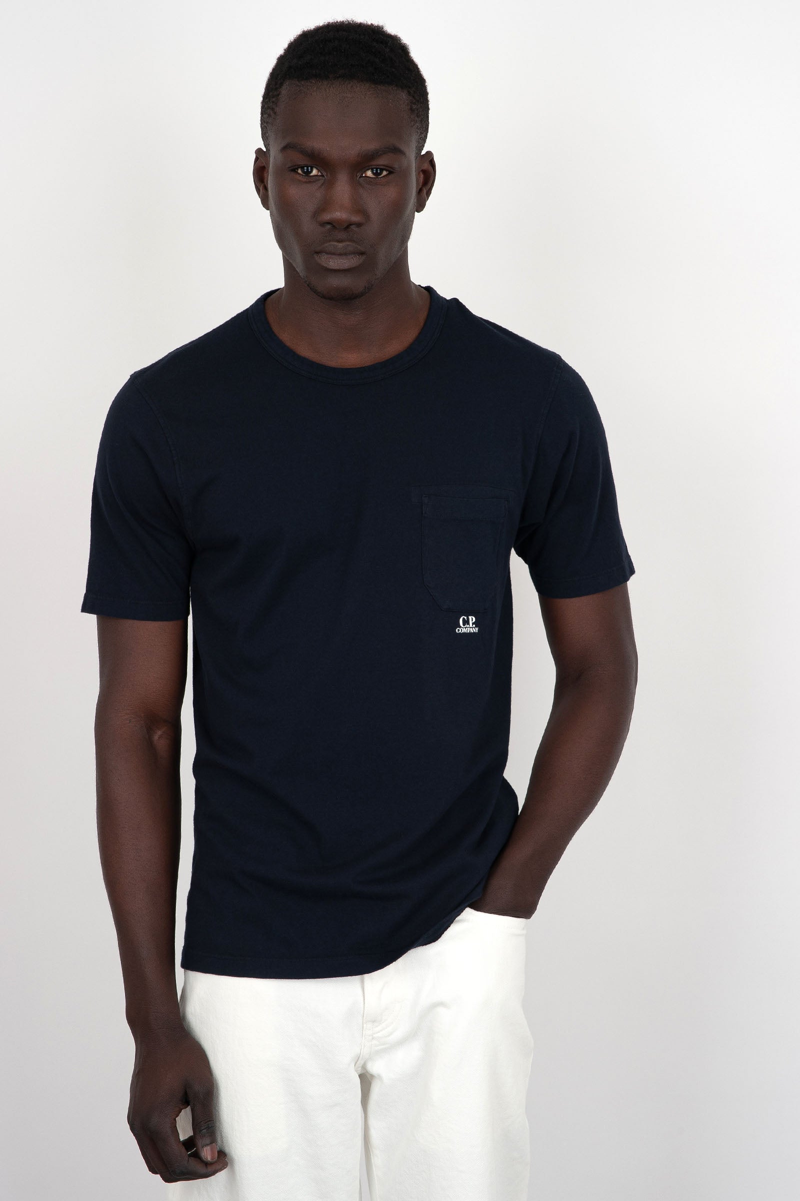 C.P. Company T-shirt Jersey Cotone Garment Dyed Pocket Blu - 5