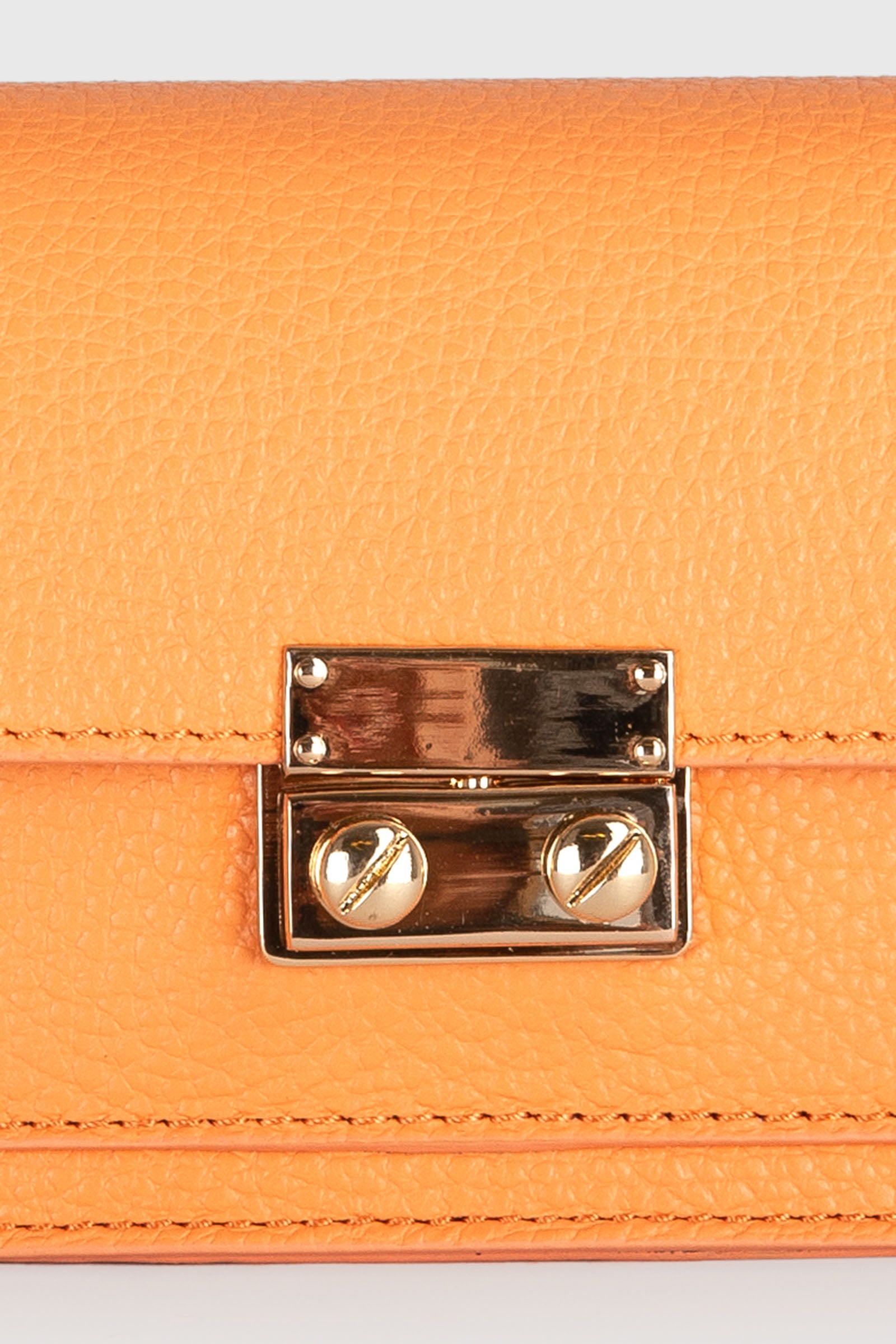 Almala Mini Bag Pelle Martellata Arancio con Tracolla Removibile - 5