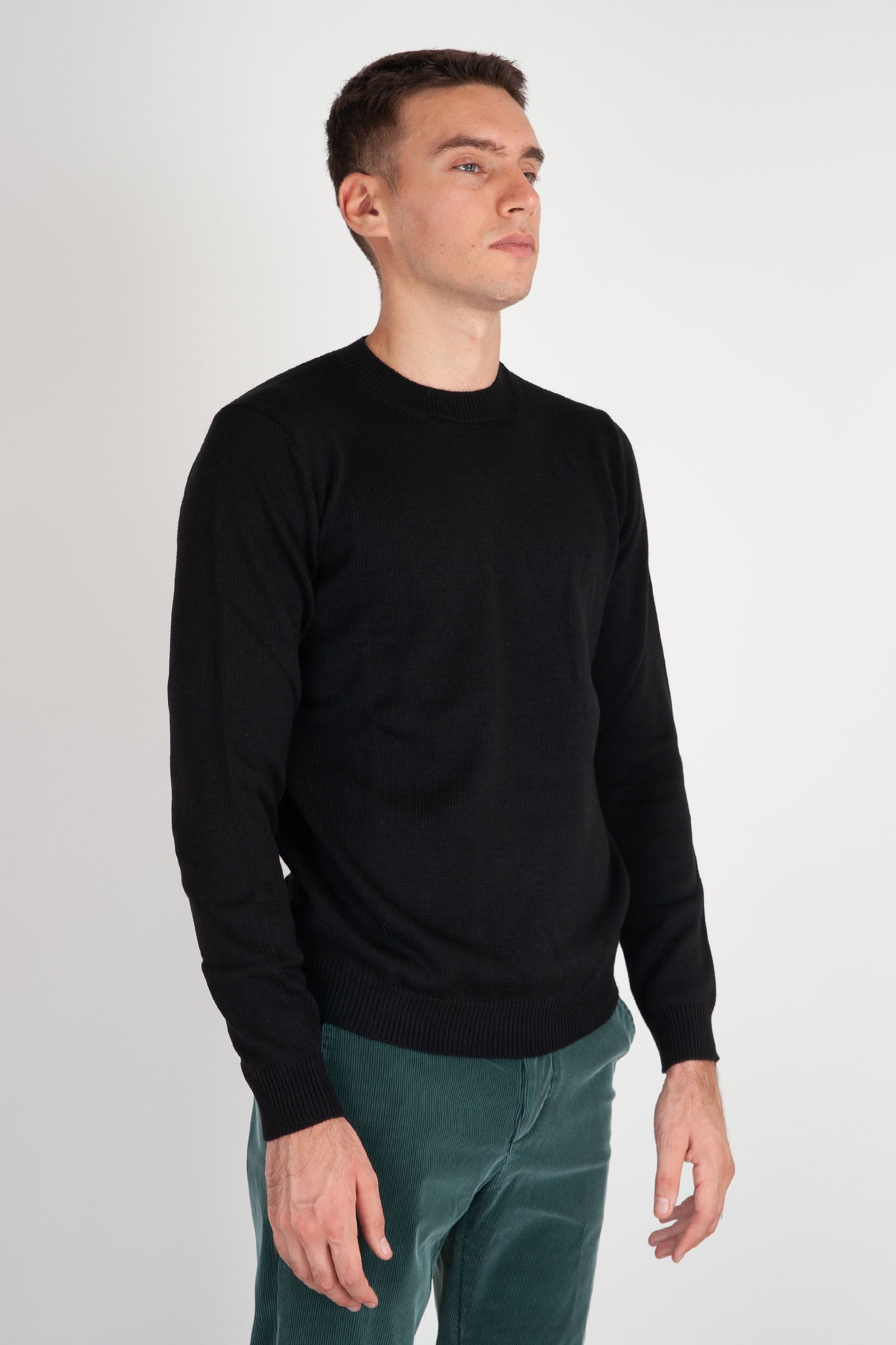 Roberto Collina Round Neck Wool Sweater Black - 3