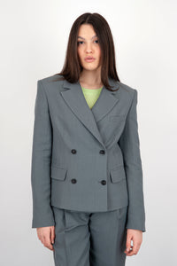 Grifoni Double-Breasted Linen Grey Jacket grifoni