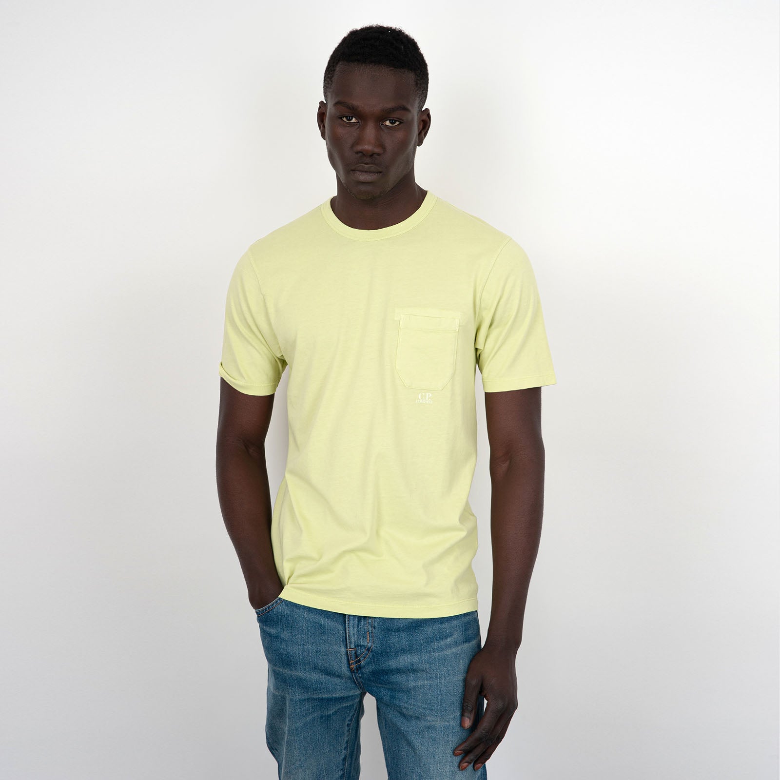 C.P. Company T-Shirt 24/1 Jersey Resist Dye Pocket Light Green - 6