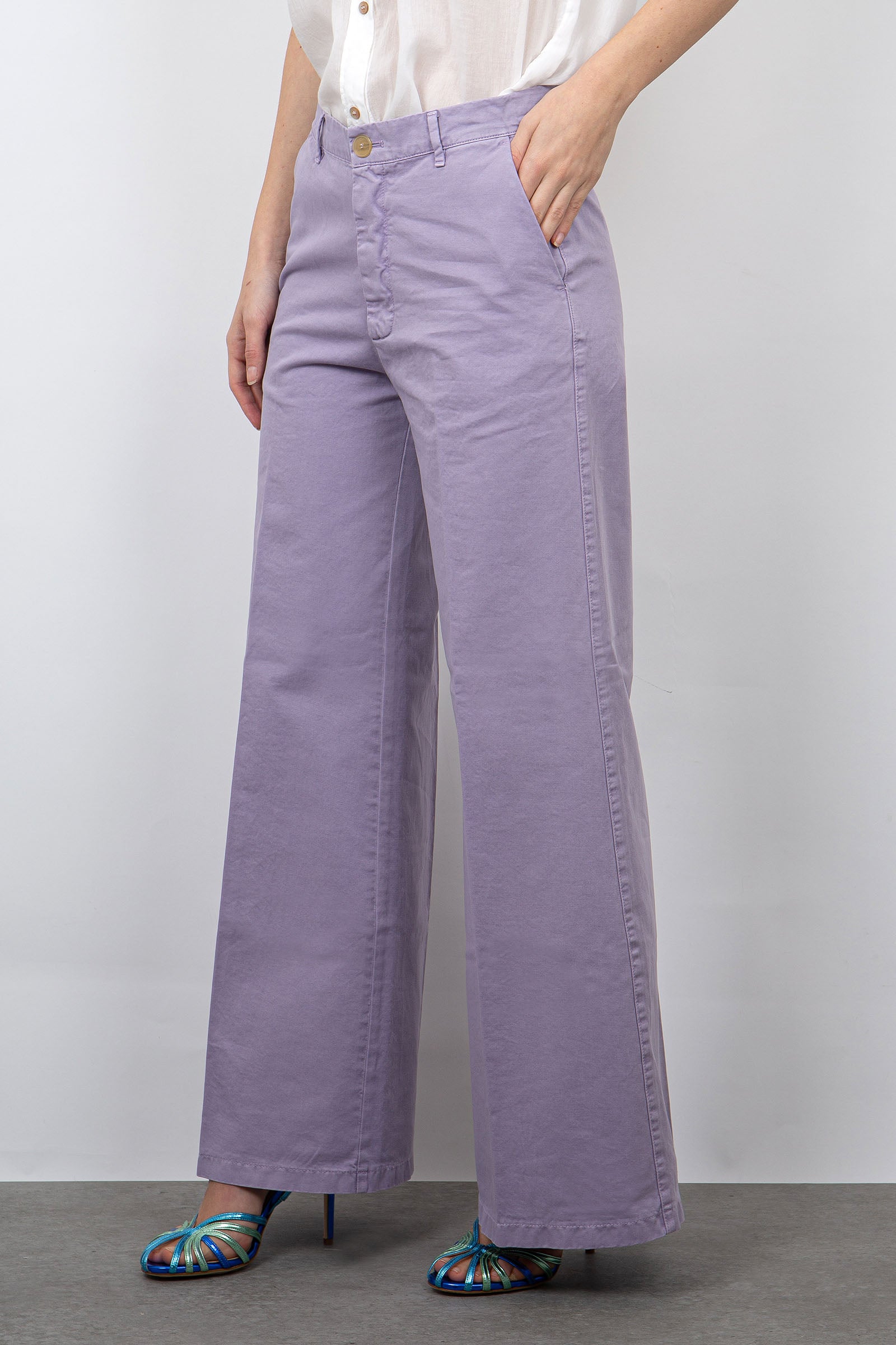 Forte Forte Wide Leg Gabardine Trousers Lilac Cotton - 4