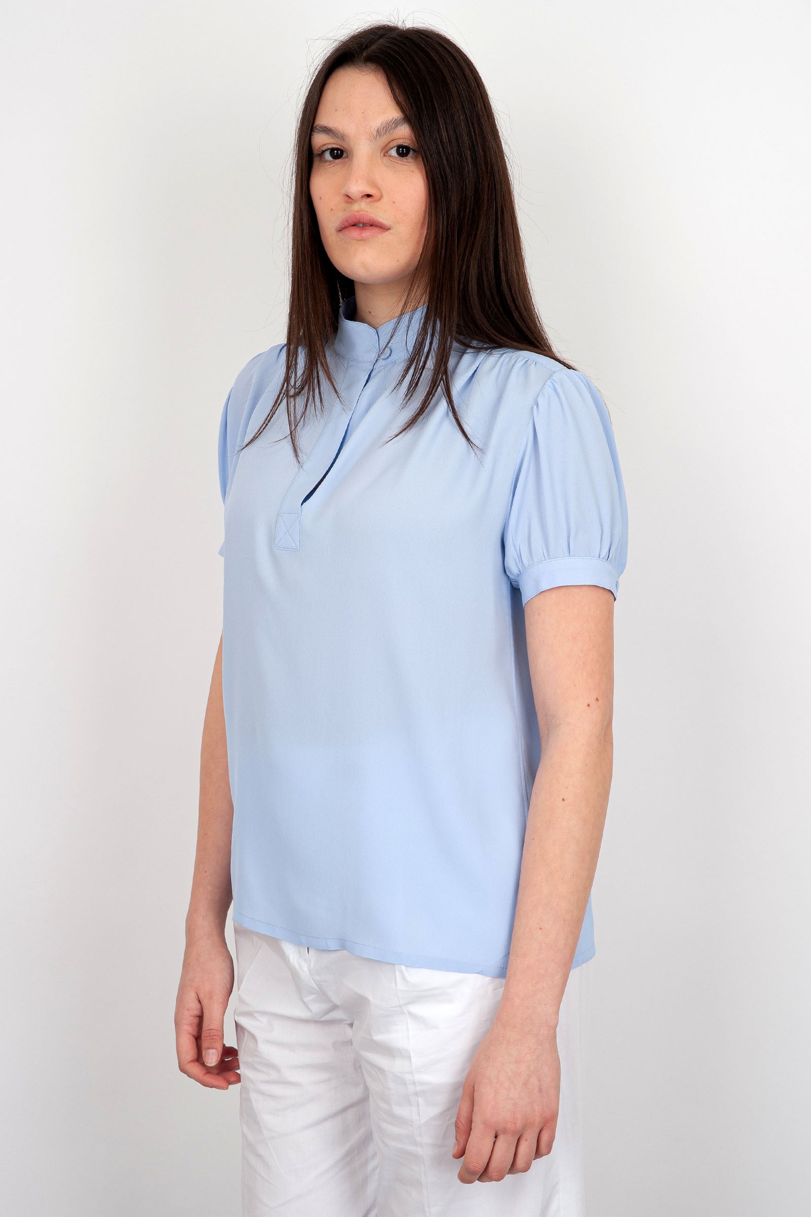 Grifoni Short Sleeve Silk Polo Shirt in Lilac - 3