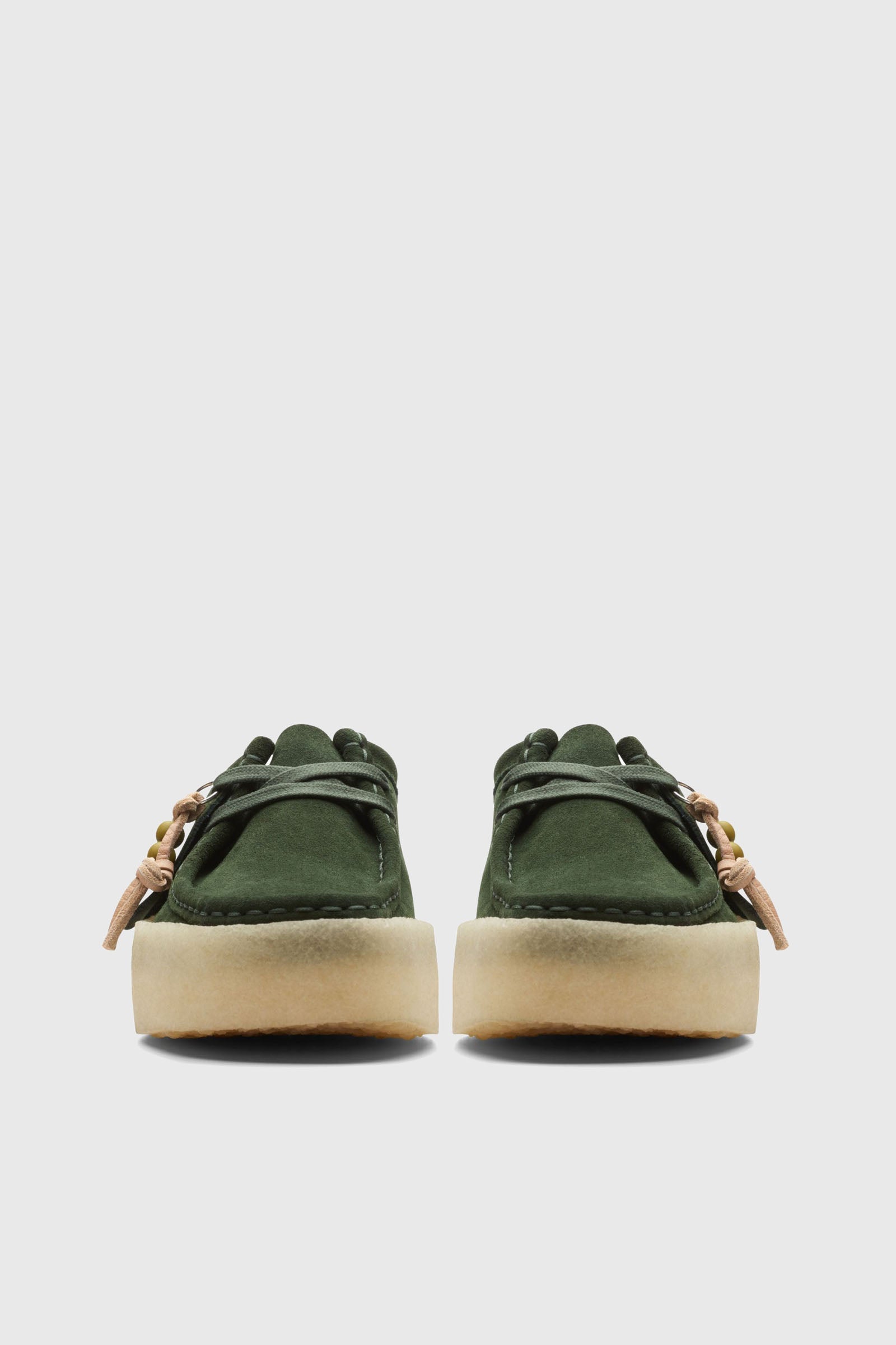 Clarks Wallabee Cup Leather Shoes in Dark Green/Dark Green - 4