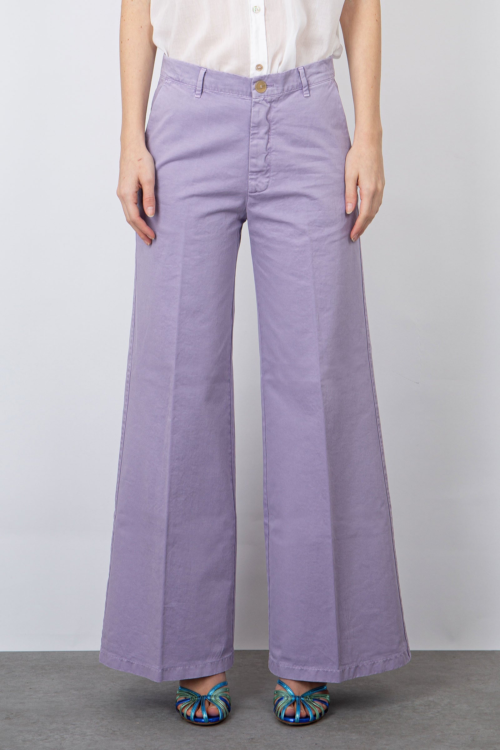 Forte Forte Wide Leg Gabardine Trousers Lilac Cotton - 1