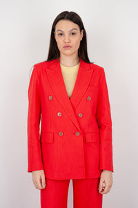 Department Five Synthetic Double-Breasted Coral Blazer department five