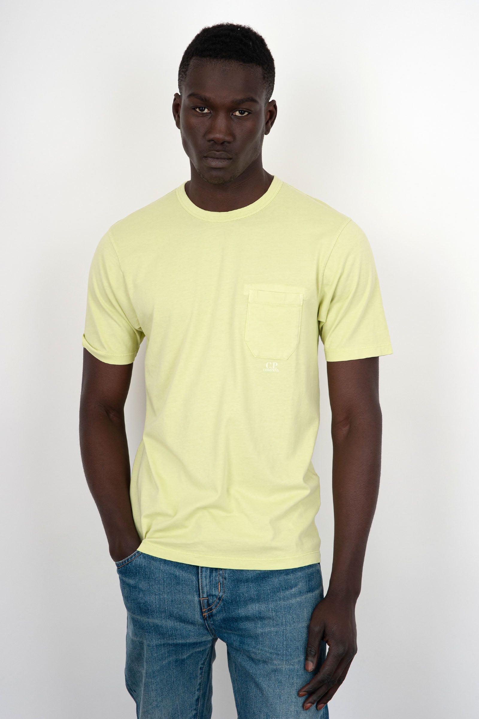 C.P. Company T-Shirt 24/1 Jersey Resist Dye Pocket Light Green - 3