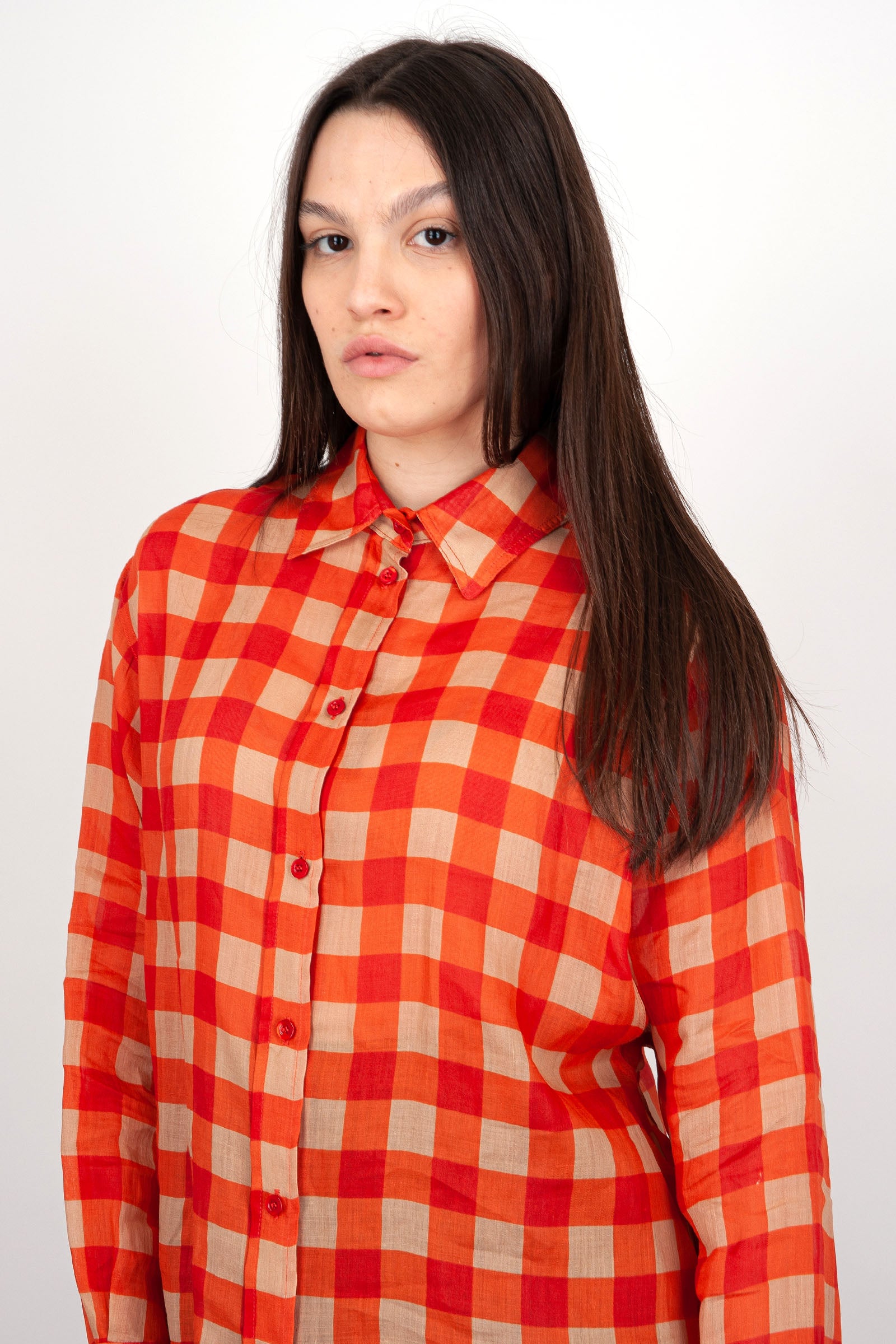 SemiCouture Verdiana Cotton Shirt in Orange - 3
