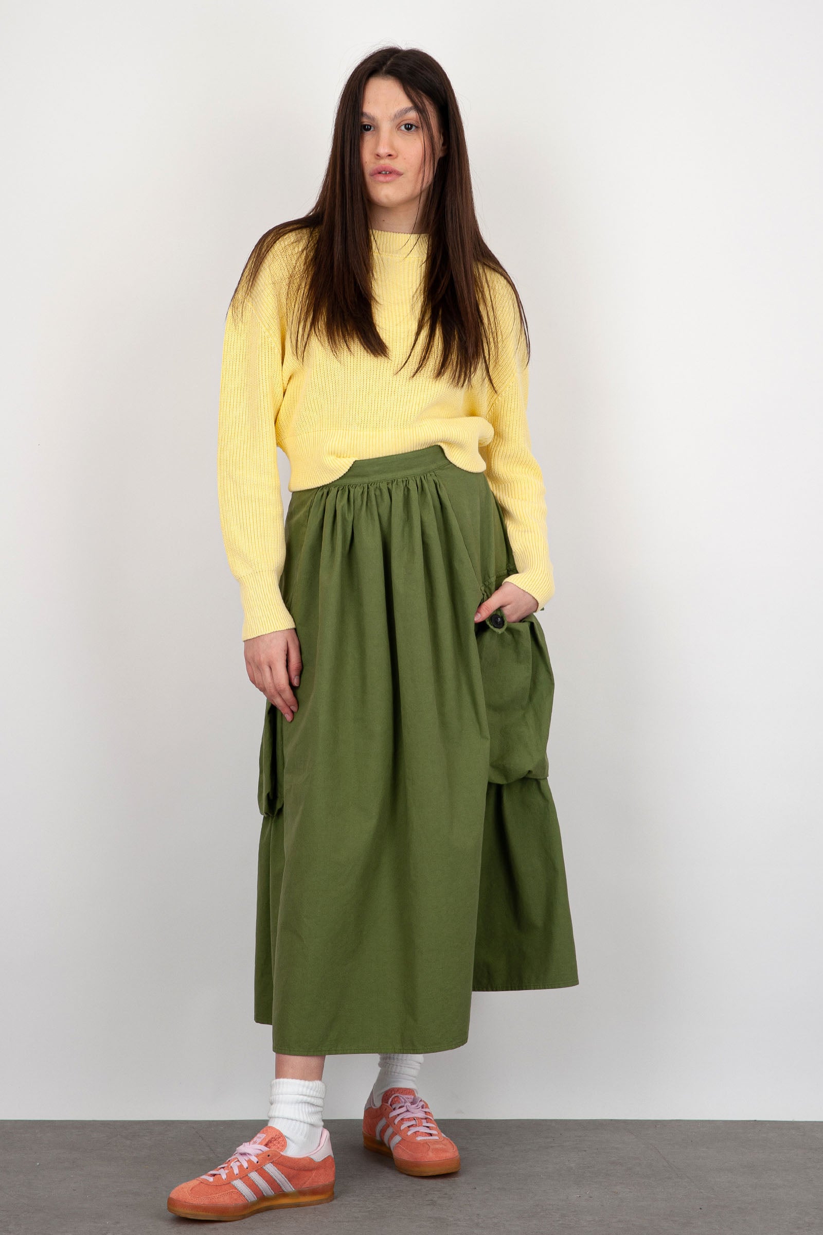 Department Five Selma Skirt in Military Green Cotton - 2