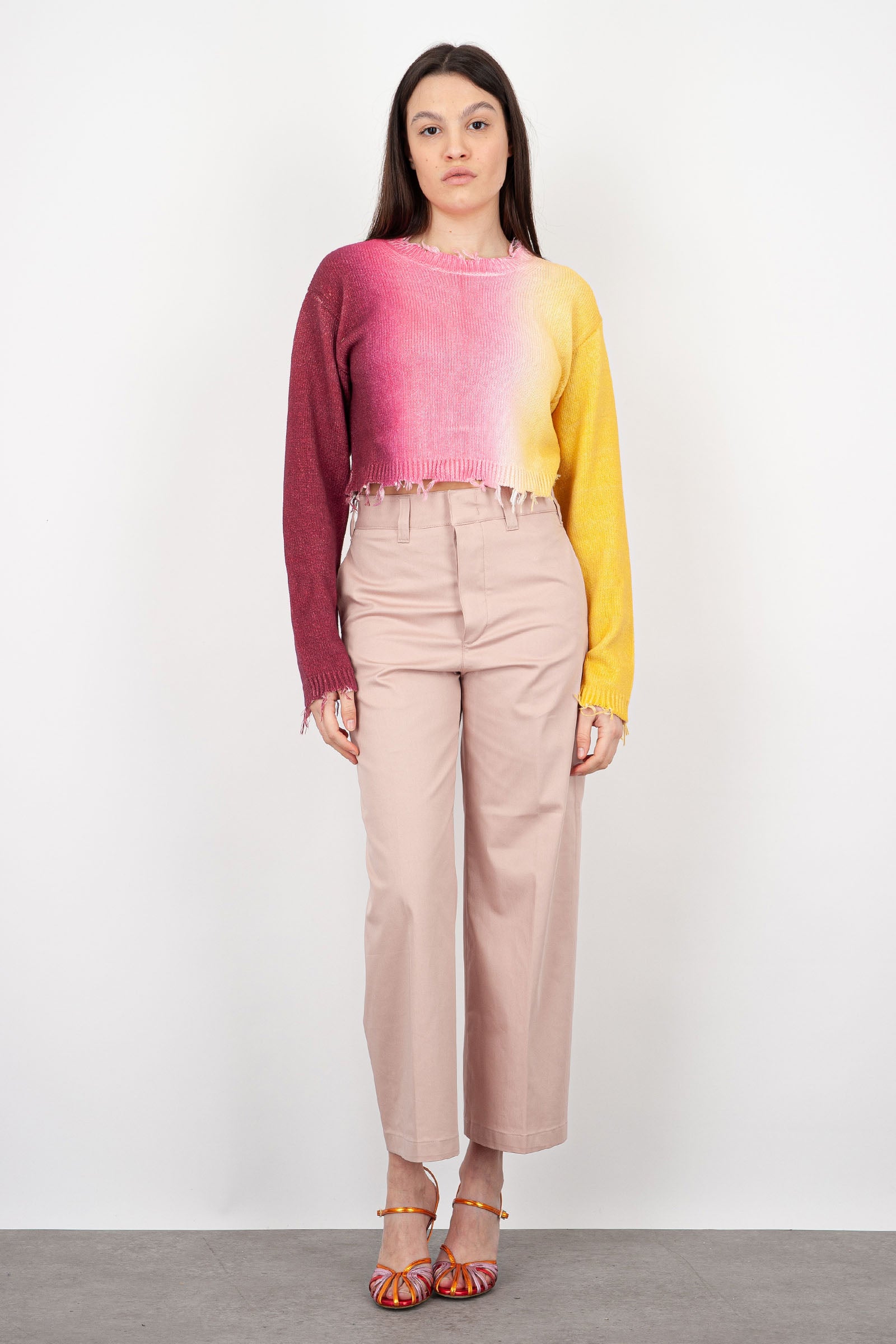 Department Five Crop Trousers Side No Cotton Light Pink - 3