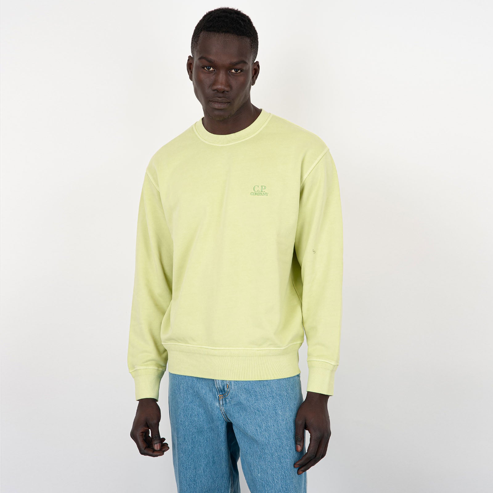 C.P. Company Diagonal Fleece Logo Sweatshirt Light Green Cotton - 6