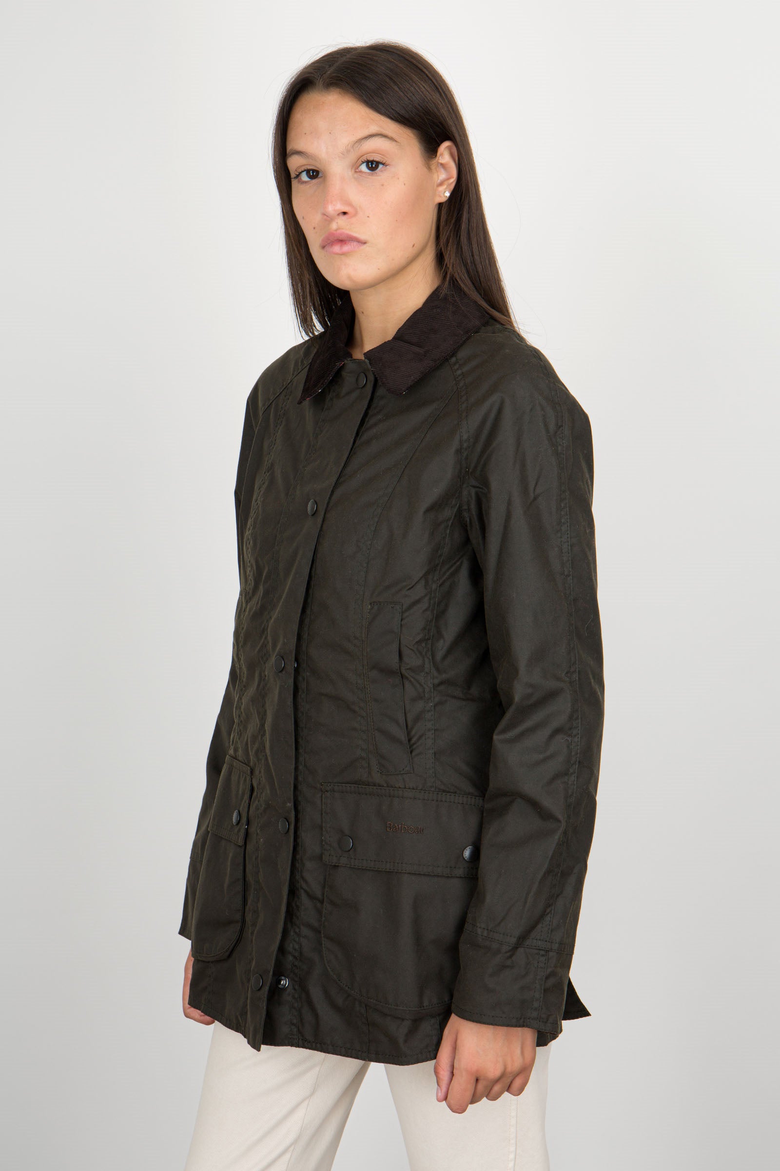 Barbour Giubbotto Beadnell Wax Olive Verde Oliva Donna - 4