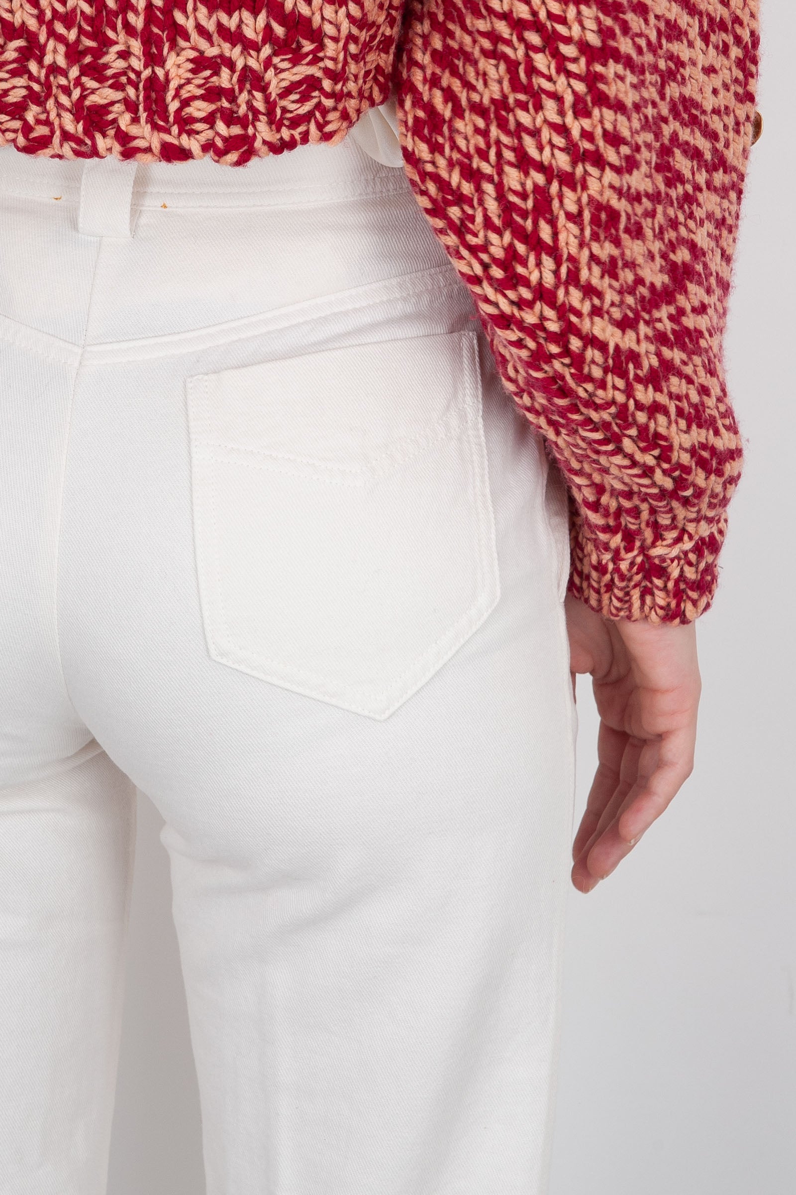 Forte Forte Pantalone Vita Alta Twill Cotone Smerigliato Bianco Donna - 5