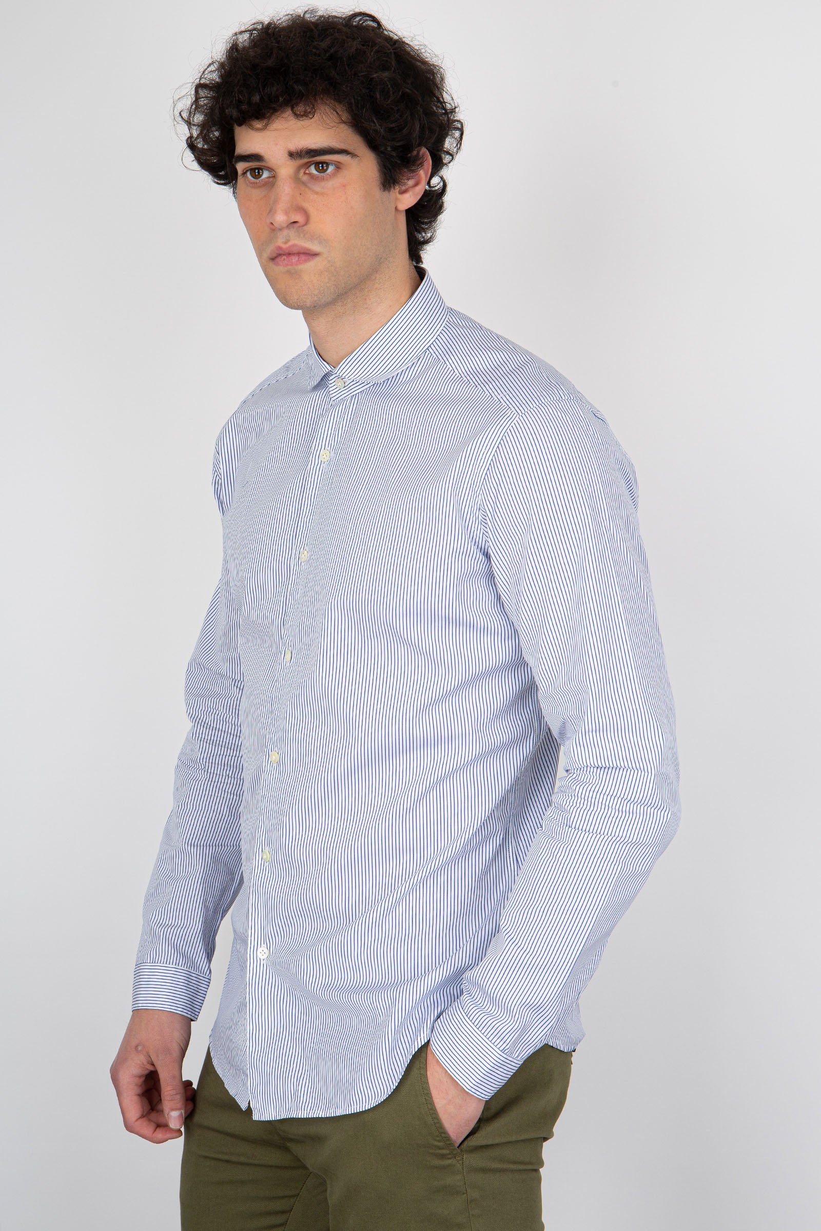 French Collar Striped Shirt - 3