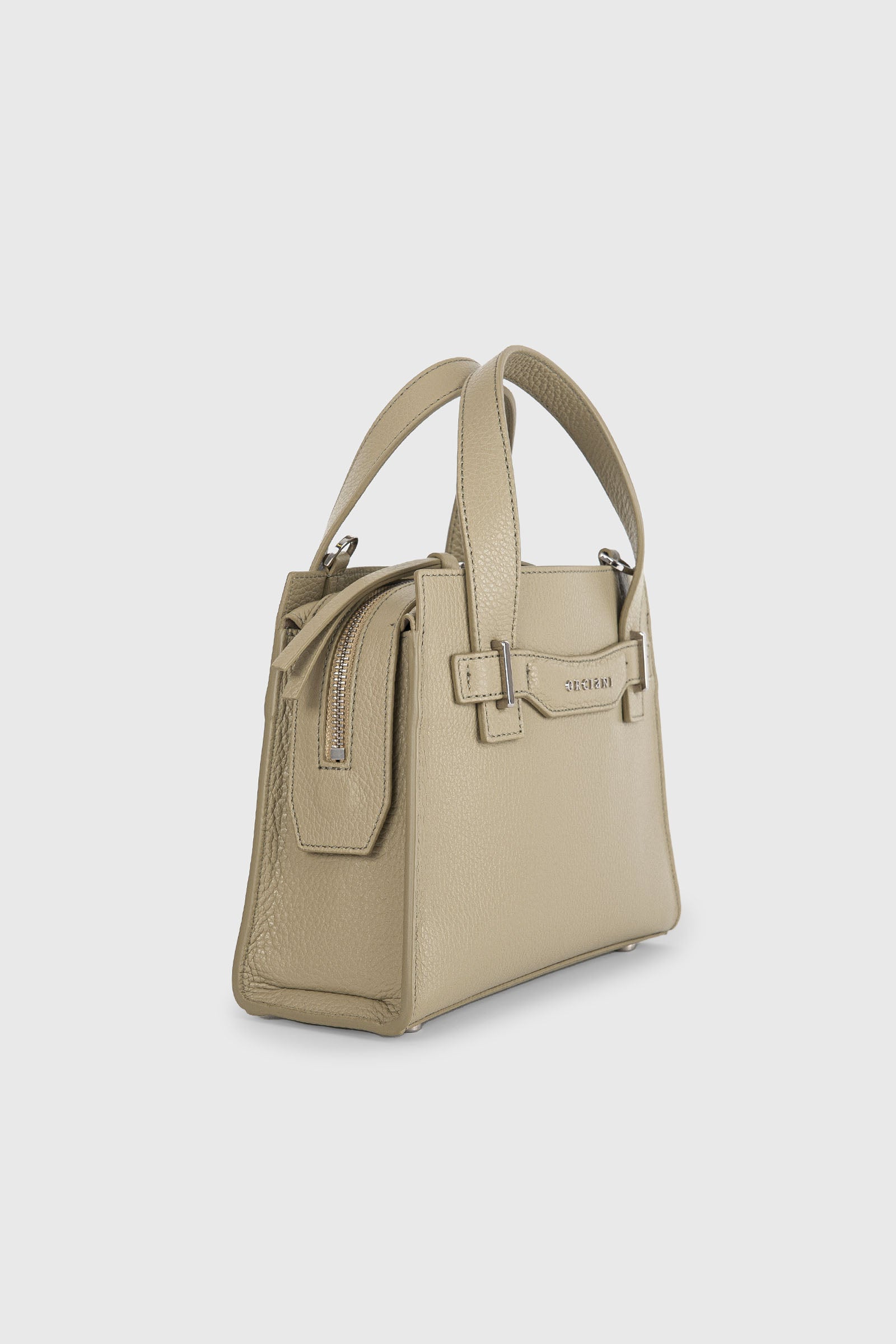 Orciani Small Posh S Sense Leather Handbag Khaki - 3