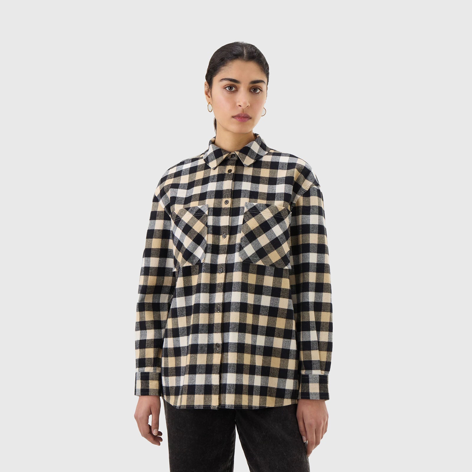 Woolrich Buffalo Check Flannel Shirt in Beige/Black - 9