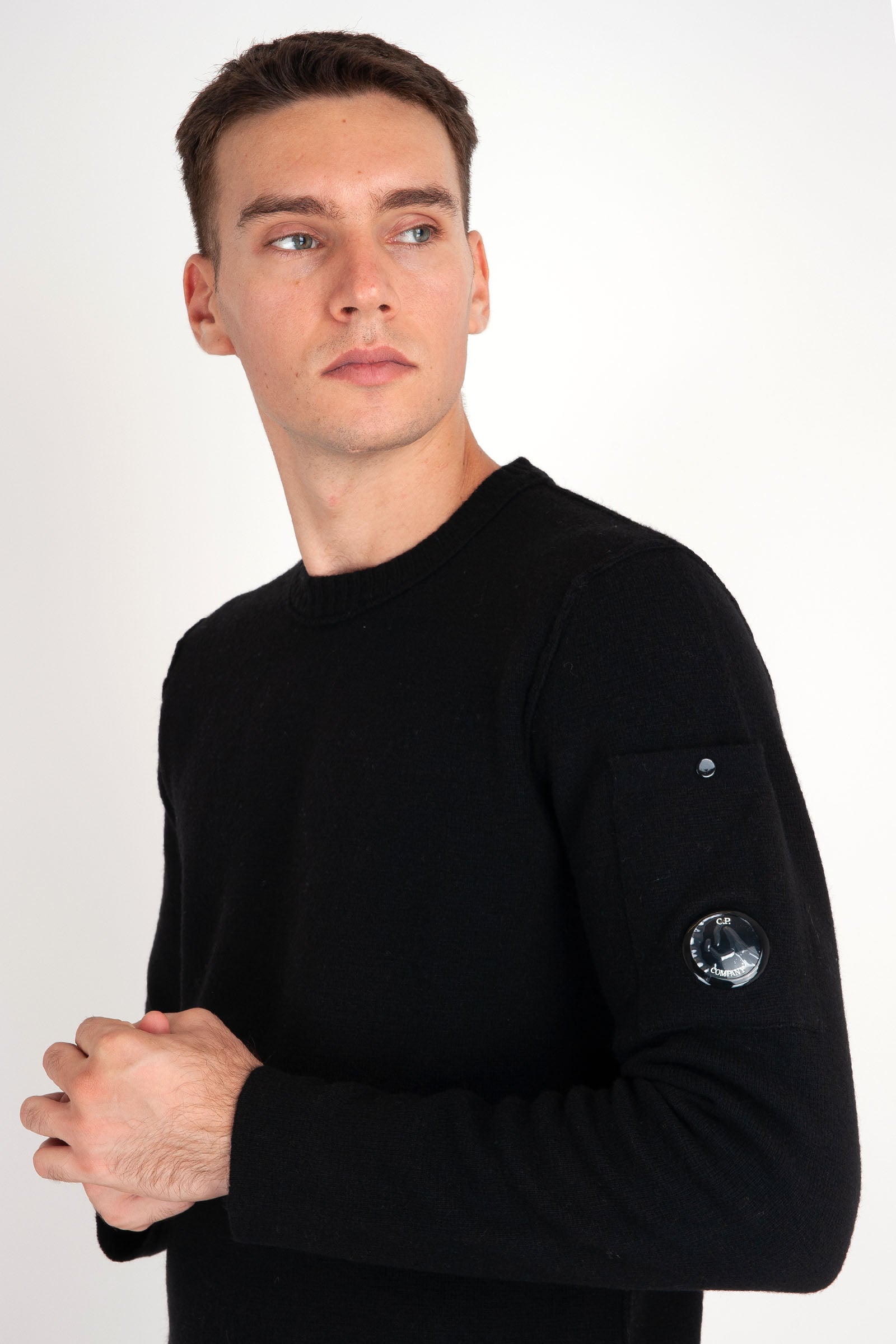 CP Company Lambswool Lens Sweater Black - 1