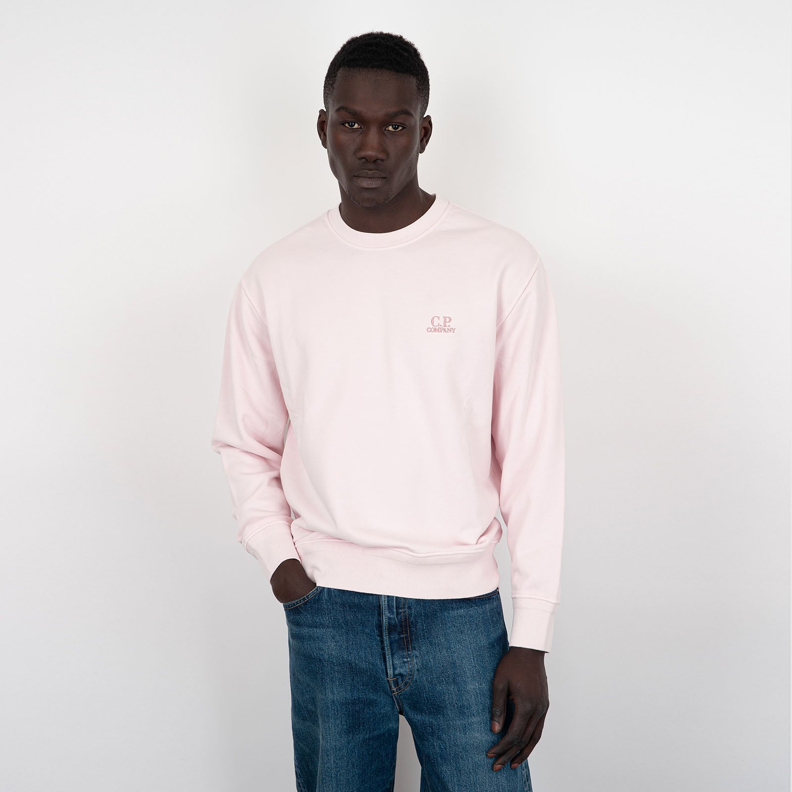 C.P. Company Light Pink Diagonal Fleece Logo Cotton Sweatshirt - 5